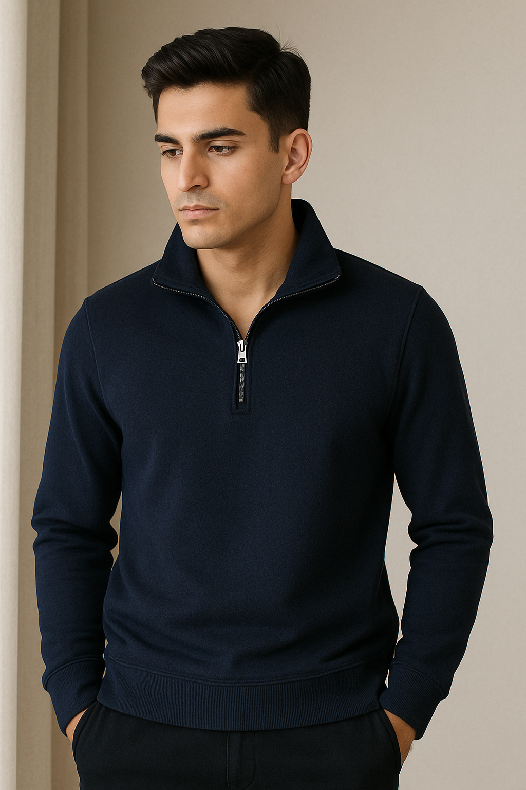 Quarter Zip Sweatshirt Navy Blue