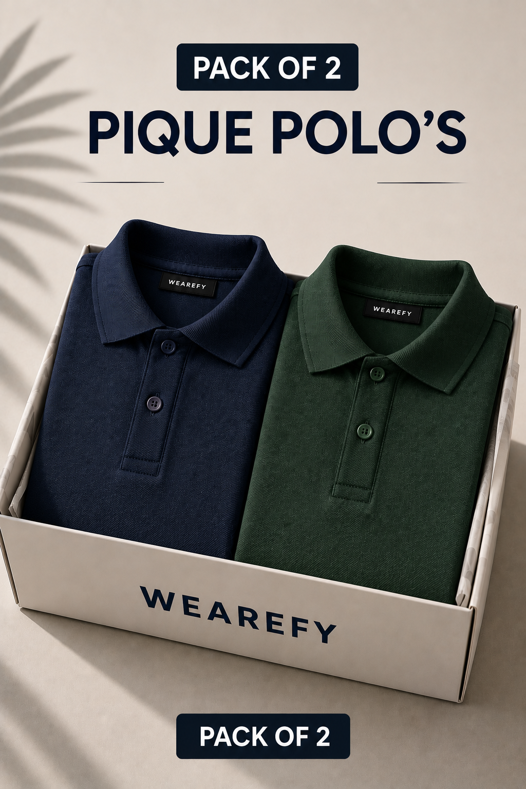 Pack Of Two Pique Polo Tshirts Navy - Bottle Green