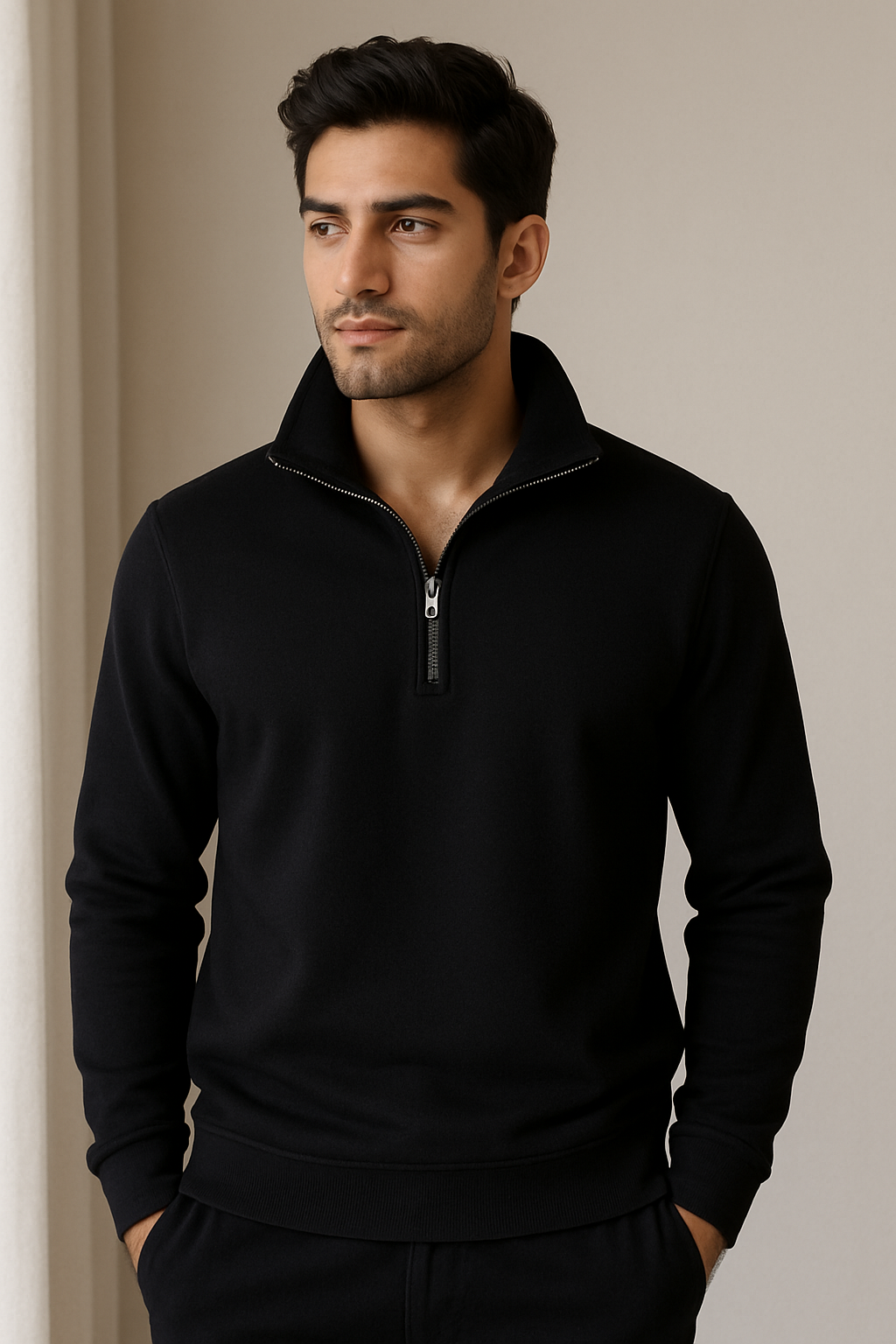 Quarter Zip Sweatshirt Black