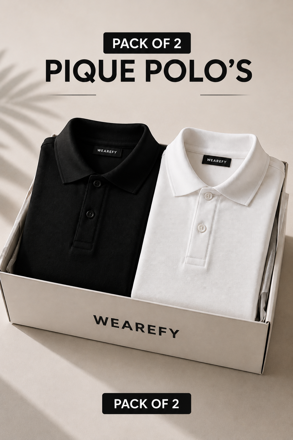 Pack Of Two Pique Polo Tshirts Black - White