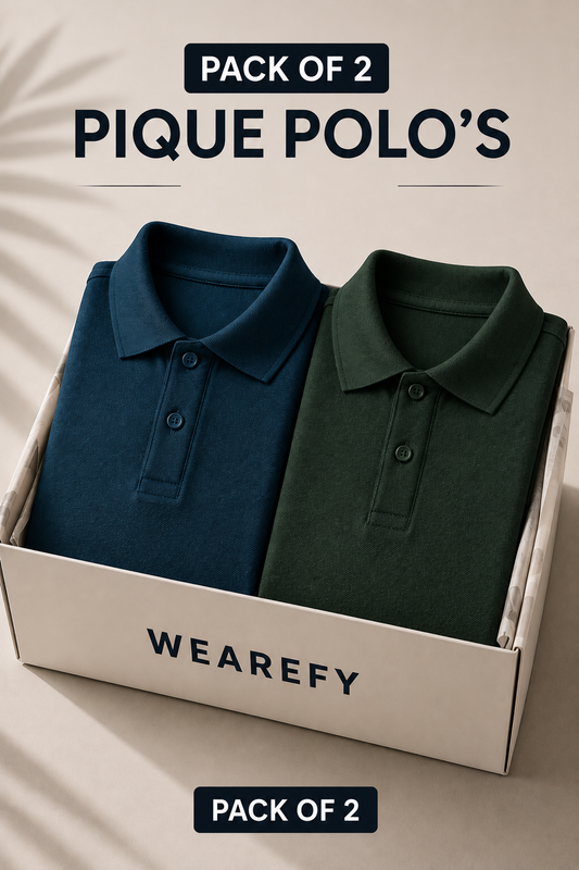 Pack Of Two Pique Polo Tshirts Petroleum Blue - Bottle Green