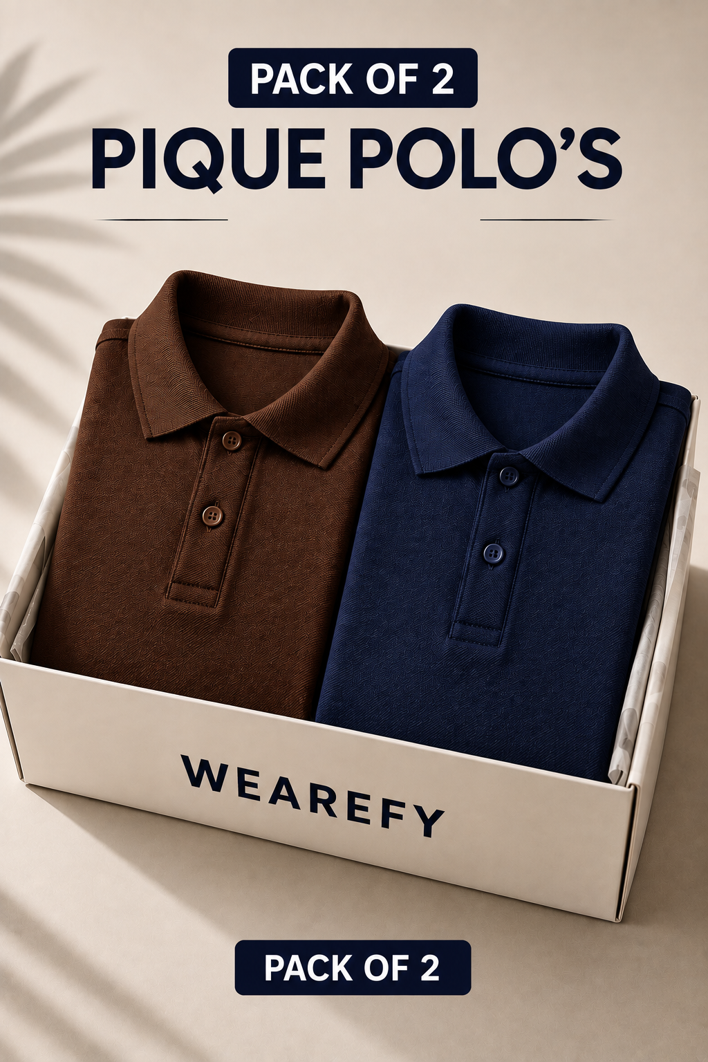 Pack Of Two Pique Polo Tshirts Navy - Brown