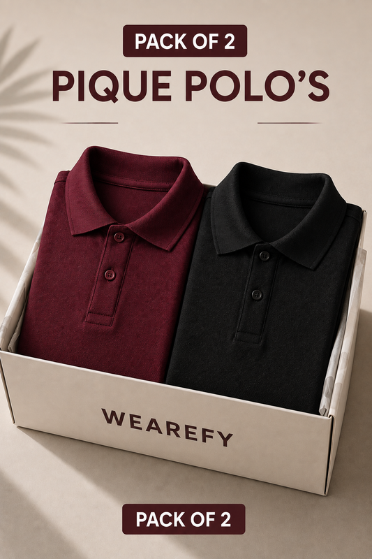 Pack Of Two Pique Polo Tshirts Black - Maroon