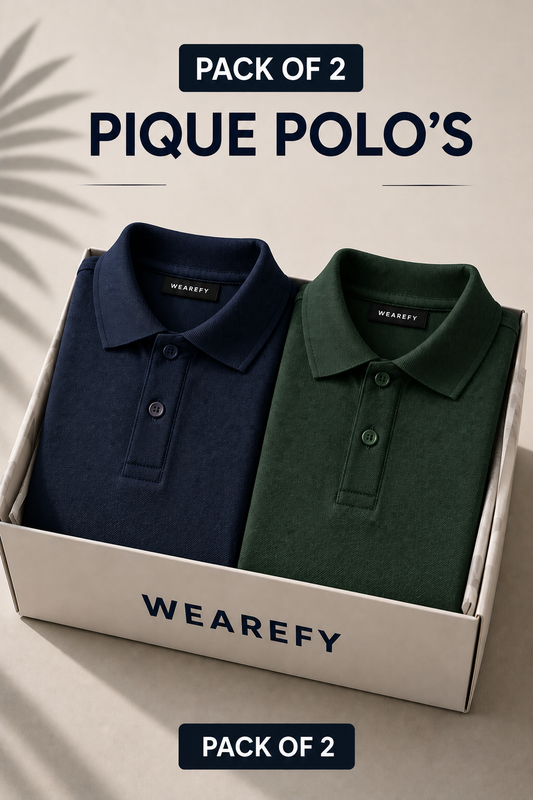 Pack Of Two Pique Polo Tshirts Navy - Bottle Green