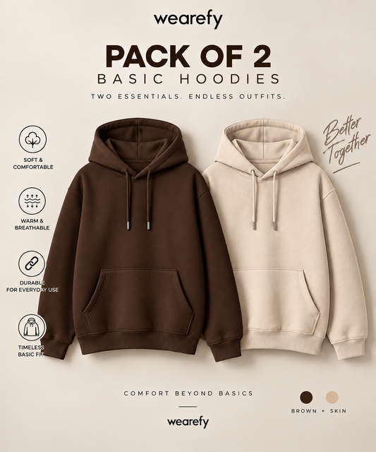 Pack Of Two Kangroo Hoodies Brown - Skin