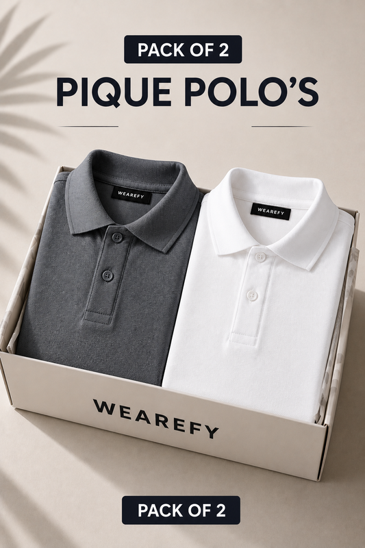Pack Of Two Pique Polo Tshirts Steel Grey - White