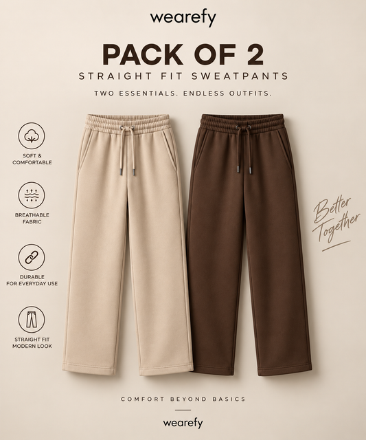 Pack Of Two Premium Basic Sweatpants Brown - Skin