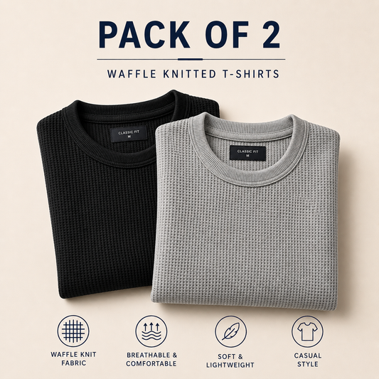 Pack Of Two Knitted Tshirts Black - H.Grey