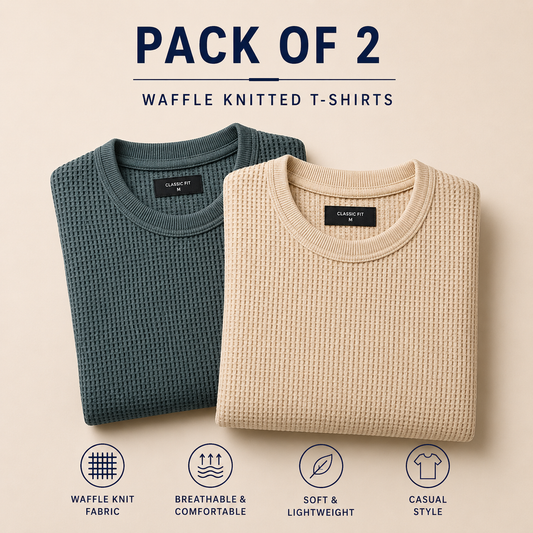 Pack Of Two Knitted Tshirts Beige - Seige