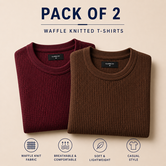 Pack Of Two Knitted Tshirts Maroon - Brown