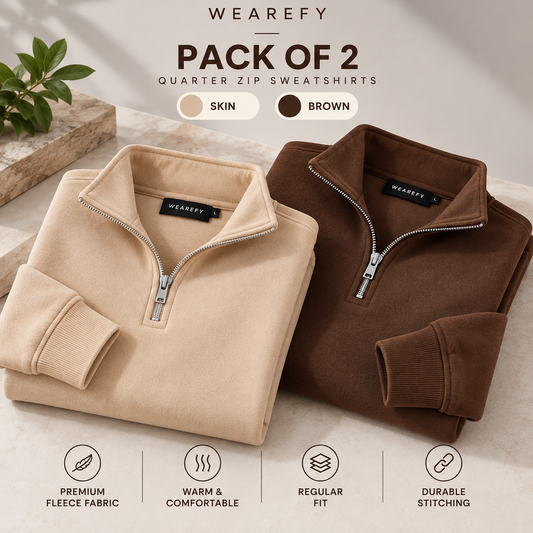 Pack Of Two Quarter Zip Sweatshirts Skin - Brown