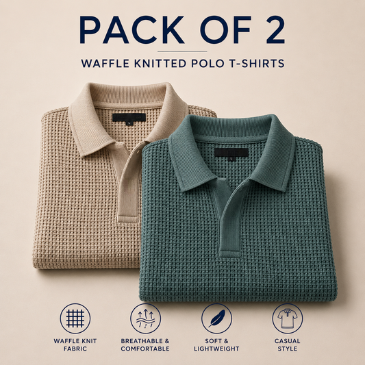 Pack Of Two Knitted Polo Tshirts Beige - Seige